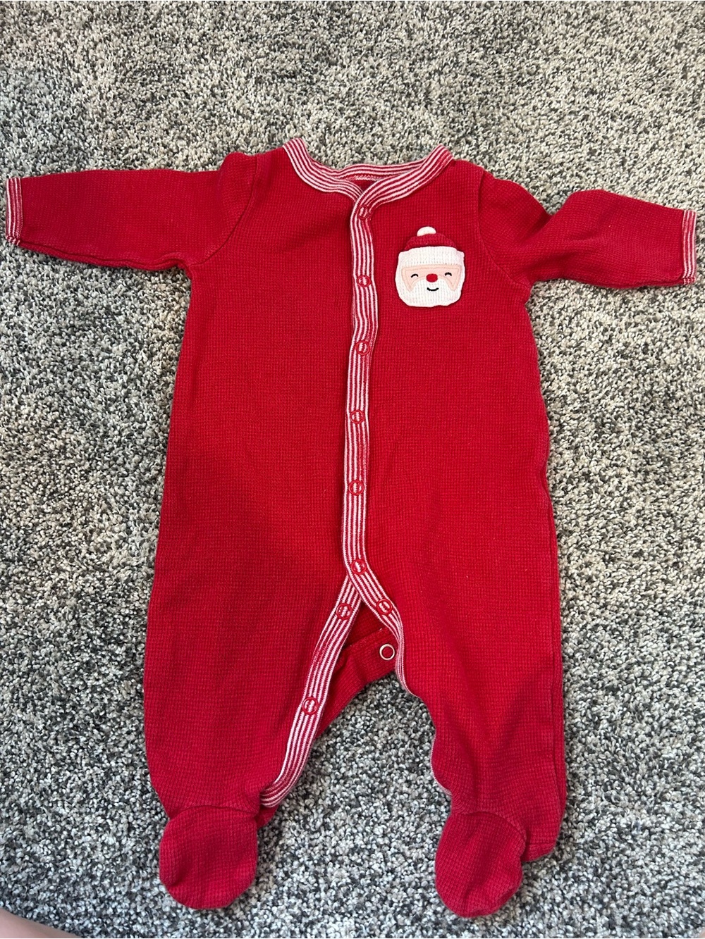 Carter's Red Knit Footed One-Piece with Santa